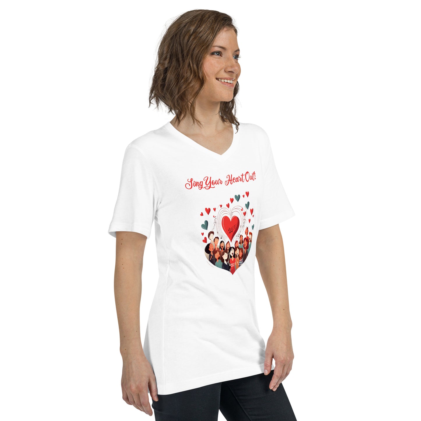 Sing Your Heart Out - Unisex Short Sleeve V-Neck T-Shirt