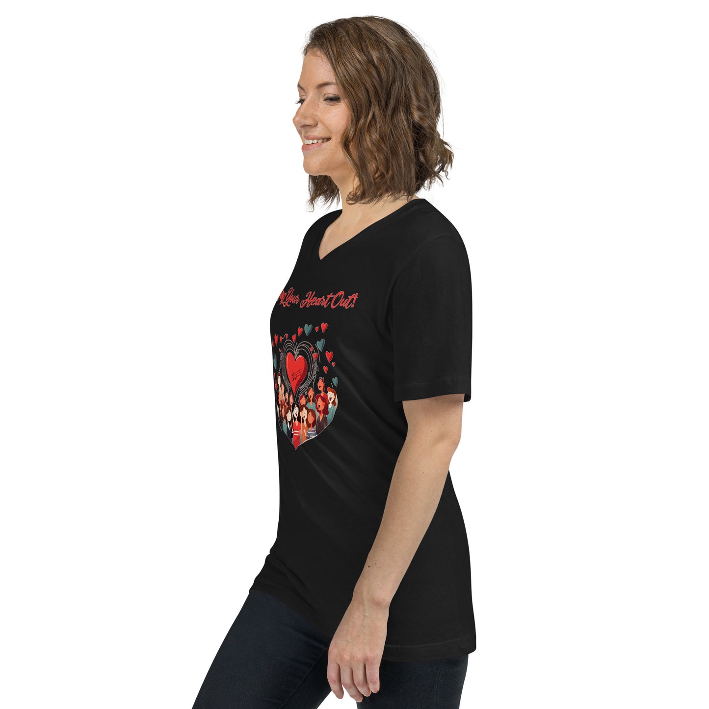 Sing Your Heart Out - Unisex Short Sleeve V-Neck T-Shirt